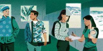 Vietnamese American artwork of four people