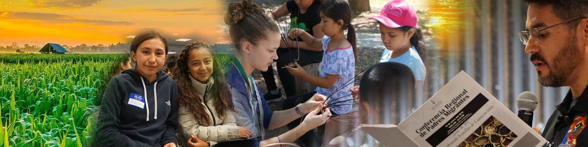 Farm background. Kids working together. Rigo presented at a conference.