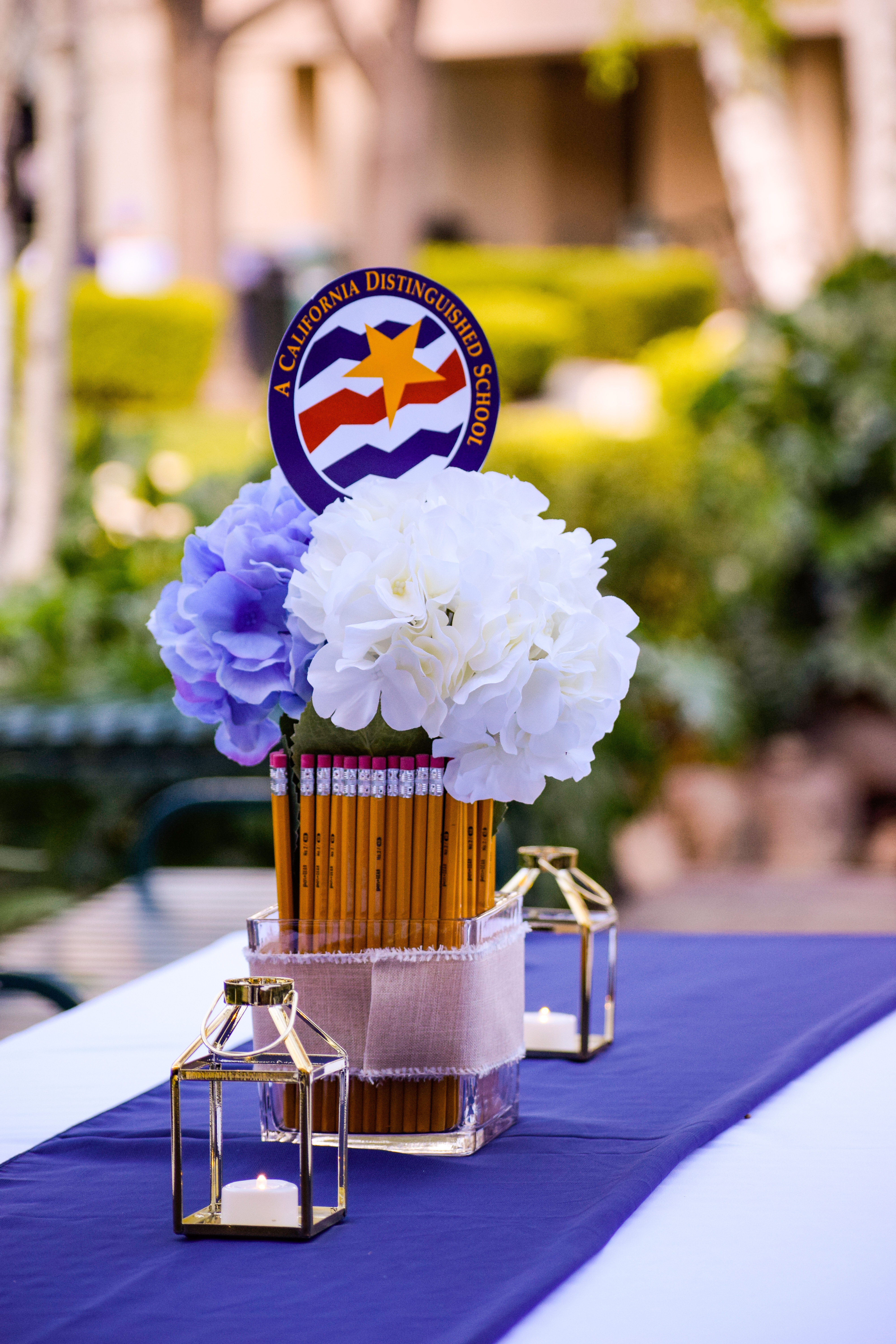 2023 SCCOE CA Distinguished School Reception Floral Centerpiece with pencils