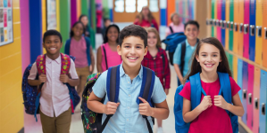 Image of a group of students on a school coridor