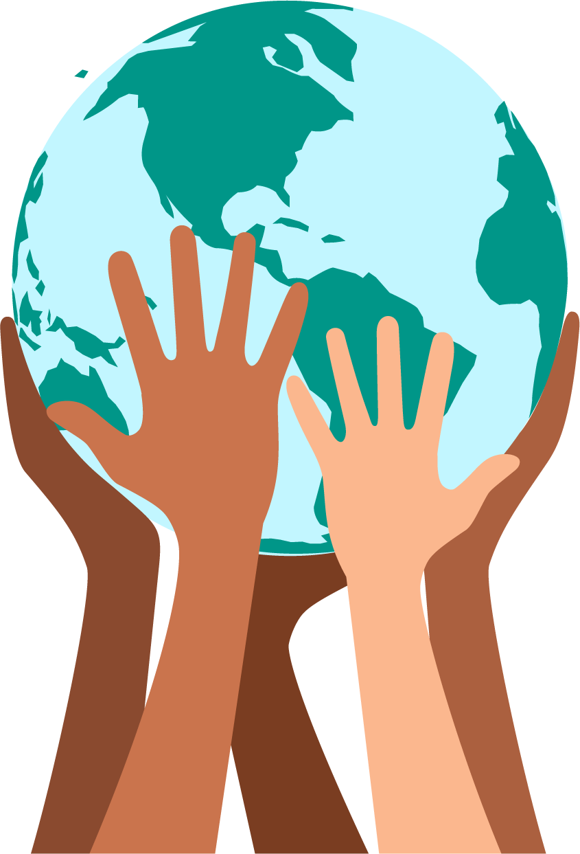 various hands holding earth