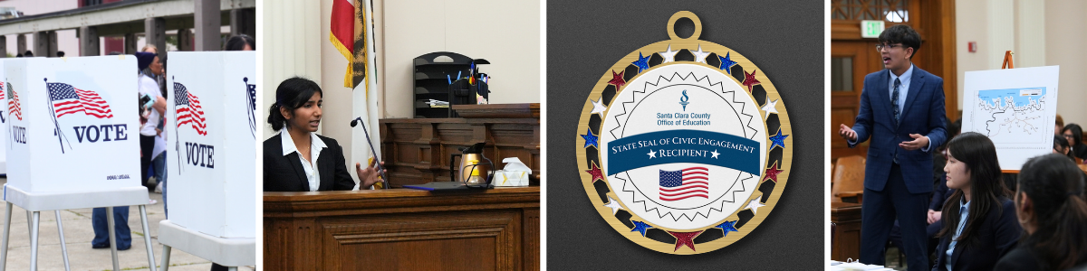Voting booths, students mock trial, state seal of civic engagement medal