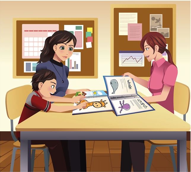 Lead image of parents and teacher