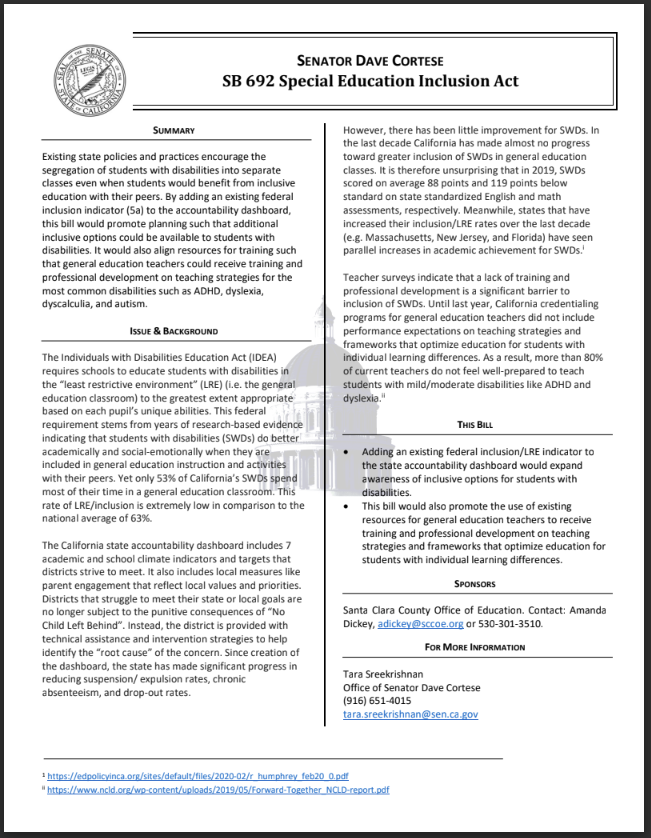 SB 692 Fact Sheet