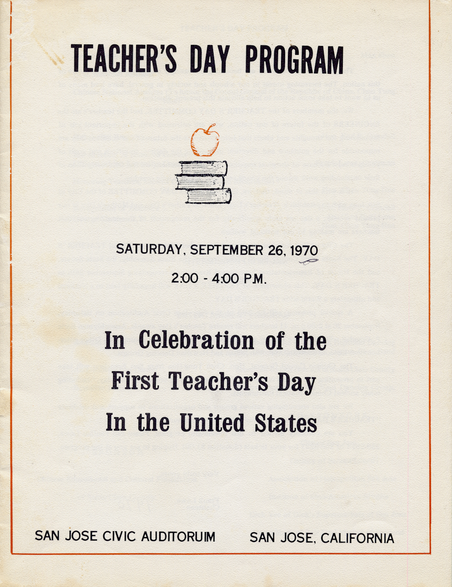 cover of the first Teacher recognition Cleebration program